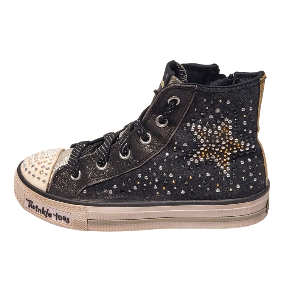 Skechers Girls Limited Edition Twinkle Toes Light Up Hi-top Zip Sneakers
